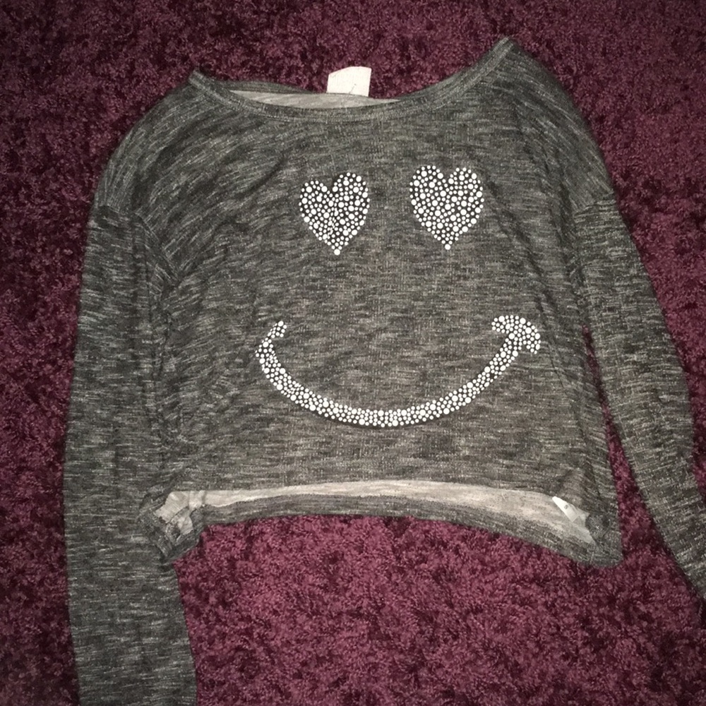 Grey Studded Crop Top